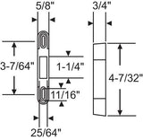 Sliding Patio Door Keeper with 3-7/64" Slotted Holes and 3/4" depth- KEEPER-12-294 - Garage and Sliding Door Hardware