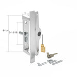 Sliding Patio Glass Door Handle Wood with Aluminum KEYED - 3-15/16" Hole Spacing - DH-104K - Garage and Sliding Door Hardware
