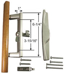 Sliding Patio Glass Door Handle Wood with Aluminum - 3-15/16" Hole Spacing - DH-104 - Garage and Sliding Door Hardware