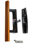 Sliding Patio Glass Door Black with Wood Handle and 3-15/16" Hole Spacing - DH-141