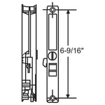 Sliding Glass Patio Door Lock Handle Set, Non-Keyed, Flush Mount, With Nite Lock,"C" Cam, and Keeper, White, 6-9/16" Screw Holes - Garage and Sliding Door Hardware