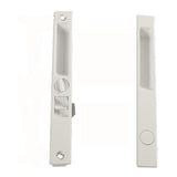 Sliding Glass Patio Door Lock Handle Set, Non-Keyed, Flush Mount, With Nite Lock,"C" Cam, and Keeper, White, 6-9/16" Screw Holes - Garage and Sliding Door Hardware