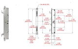 7.97" Hole Spacing Two Point Stainless Steel Mortise Lock Replacement for Sliding Patio Glass Door - Dual Point with Outward Hook Locking Mechanism - Garage and Sliding Door Hardware