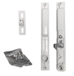 Sliding Glass Patio Door Lock Handle Set, Non-Keyed, Flush Mount, With Nite Lock,"C" Cam, and Keeper, White, 6-9/16" Screw Holes - Garage and Sliding Door Hardware