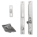 Sliding Glass Patio Door Lock Handle Set, Non-Keyed, Flush Mount, With Nite Lock,"C" Cam, and Keeper, White, 6-9/16" Screw Holes - Garage and Sliding Door Hardware