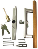 Sliding Patio Glass Door Handle Wood with Aluminum KEYED - 3-15/16" Hole Spacing - DH-104K - Garage and Sliding Door Hardware