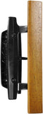 Sliding Patio Glass Door Handle Set Replacement – Diecast with Wood Finish Mortise Style, Fits 3-15/16 In. Hole Spacing - Garage and Sliding Door Hardware