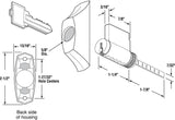 Sliding Patio Door Lock Assembly Key Cylinder and Housing (LOCKSET-16-323)