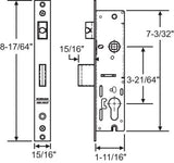 8-17/64" Interlock Single Point Stainless Steel Mortise Lock - Garage and Sliding Door Hardware