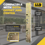 10" Dual Point Mortise Lock, 9-7/8" Hole Spacing, Compatible with either Center or Offset Latch Position