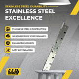 2-Point Double Hook Sliding Door Lock, Center Drive, No Faceplate 9-7/8" - Stainless Steel (DL-574 ss)