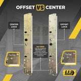 10" Dual Point Mortise Lock, 9-7/8" Hole Spacing, CENTER Latch Position