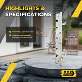 2-Point Double Hook Sliding Door Lock, Center Drive, No Faceplate 9-7/8" - Stainless Steel (DL-574 ss)