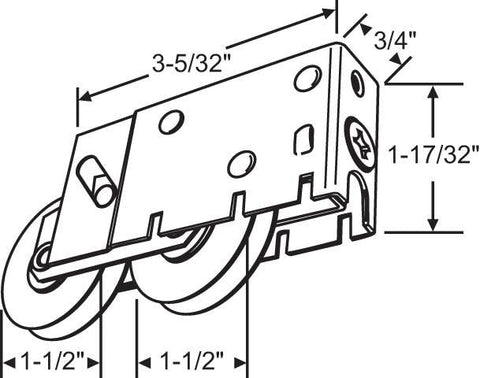 (DR-255-SP) Harcar Tandem Roller for Sliding Glass Doors NYLON WHEEL