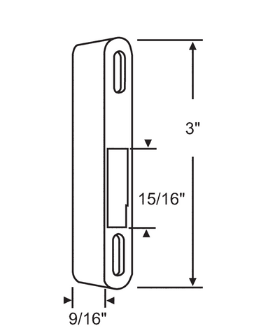 3" Sliding Patio Door Keeper Die Cast Zinc - KEEPER-900-8856 - Garage and Sliding Door Hardware