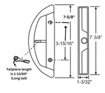 7-5/8" Omega Sliding Patio Glass Door Handle Set with 3-15/16" Hole Spacing - Garage and Sliding Door Hardware