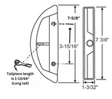 7-5/8" Omega Sliding Patio Glass Door Handle Set with 3-15/16" Hole Spacing - Garage and Sliding Door Hardware