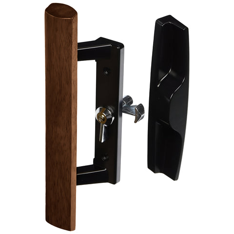 Surface Internal Replacement Wooden Handle Sliding Patio Internal Door Latch Set, 3-1/2 Inch Hole - DH-106X