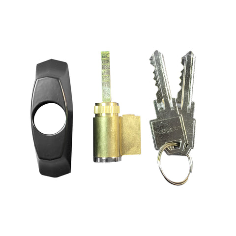 Sliding Patio Door Lock Assembly Key Cylinder and Housing (LOCKSET-16-323)