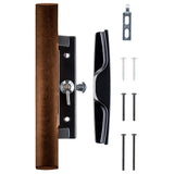 Surface Internal Replacement Wooden Handle Sliding Patio Internal Door Latch Set, 3-1/2 Inch Hole - DH-106X