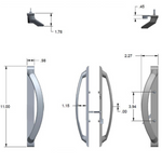 11" Sliding Patio Door Handle White NON-KEYED - 3-15/16" Hole Spacing- DH-741-WHITE
