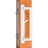 PGT 10" White Sliding Door Handle Set Kit with Thumb Latch Lever, and Screws Interior or Exterior Replacement Patio Door Handle with 3-7/8" Hole Spacing - Garage and Sliding Door Hardware