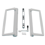 9" White CGI / PGT Sliding Glass Patio Door Surface Mount Handle Set Replacement with Thumb Latch Lever, Screws, and Keepers - 4-15/16" Hole Spacing - Garage and Sliding Door Hardware