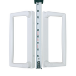 9" White CGI / PGT Sliding Glass Patio Door Surface Mount Handle Set Replacement with Thumb Latch Lever, Screws, and Keepers - 4-15/16" Hole Spacing - Garage and Sliding Door Hardware