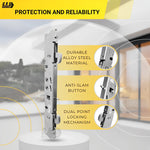 Stainless Steel Amesbury Truth Dual Point 9-15/16" Mortise Lock (No FacePlate) with Anti-Slam Pin for Sliding Patio Glass Door Locking Mechanism Replacement - Garage and Sliding Door Hardware