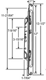 12-1/2" Two Point Mortise Lock With Screws for Sliding Patio Glass Doors - OFFSET latch position - Garage and Sliding Door Hardware