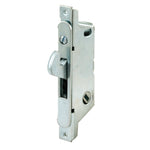 Sliding Door Mortise Lock ROUND face 45-degree with hook out and 3-11/16" Hole Spacing - Garage and Sliding Door Hardware