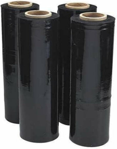 Black Seran Stretch Wrap Rolls Heavy Duty 20 Micron (80 Gauge) Plastic Shrink Wrap 19.5" x 1100 Feet  for Packaging, Shipping, Pallets, Moving - Garage and Sliding Door Hardware