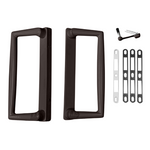 9" White CGI / PGT Sliding Glass Patio Door Surface Mount Handle + Thumb Latch Lever, Screws, and Keepers - 4-15/16" Hole Spacing