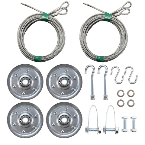 Garage Door Extension Bundle Kit For 7’ Feet Door - Pulleys, Bolts, Nuts, Washers, S Hooks, Clevis Fork, Eye Bolts, Cables