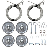Garage Door Extension Bundle Kit For 8’ Feet Door - Pulleys, Bolts, Nuts, Washers, S Hooks, Clevis Fork, Eye Bolts, Cables