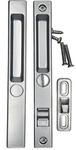 Sliding Glass Patio Door Lock Handle Set, Non-Keyed, Flush Mount, With Nite Lock,"C" Cam, and Keeper, White, 6-9/16" Screw Holes - Garage and Sliding Door Hardware