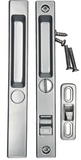 Sliding Glass Patio Door Lock Handle Set, Non-Keyed, Flush Mount, With Nite Lock,"C" Cam, and Keeper, White, 6-9/16" Screw Holes - Garage and Sliding Door Hardware