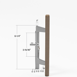 Sliding Patio Glass Door Handle Wood with Aluminum - 3-15/16" Hole Spacing - DH-104 - Garage and Sliding Door Hardware