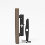 Sliding Patio Glass Door Black with Wood Handle and 3-15/16" Hole Spacing - DH-141