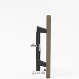 Sliding Patio Glass Door Black with Wood Handle and 3-15/16" Hole Spacing - DH-141