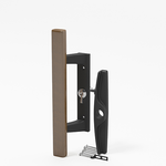 Sliding Patio Glass Door Black with Wood Handle and 3-15/16" Hole Spacing - DH-141