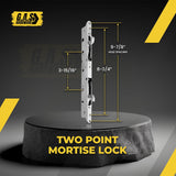 2-Point Double Hook Sliding Door Lock, Center Drive, No Faceplate 9-7/8" - Stainless Steel (DL-574 ss)