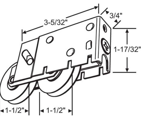 (DR-255-SS) Harcar Tandem Roller for Sliding Glass Doors - STAINLESS STEEL - Garage and Sliding Door Hardware