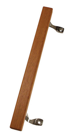 Sliding Door Wood Handle w/ Chrome Bracket Finish -  9-5/8" hole spacing | 2 Screws Included - Garage and Sliding Door Hardware